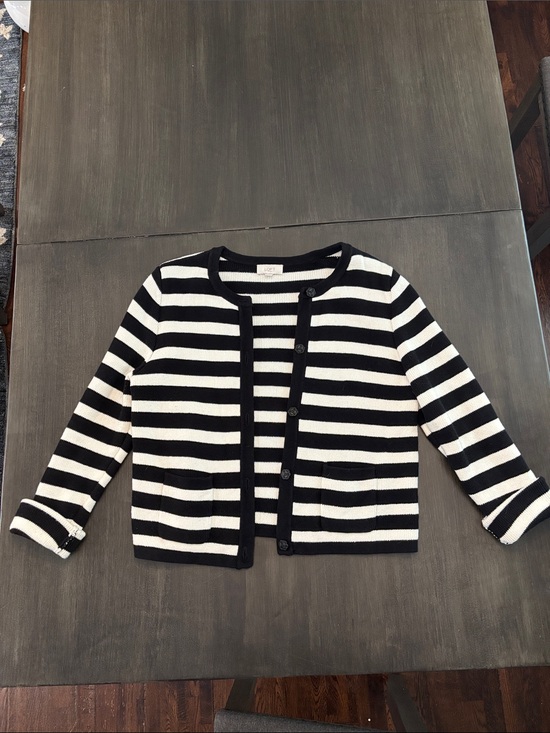 LOFT Jackets & Blazers - LOFT Black and White Striped Women’s Cardigan Jacket